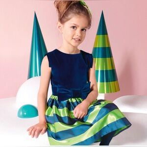 New Jacadi velvet satin dress 12Y